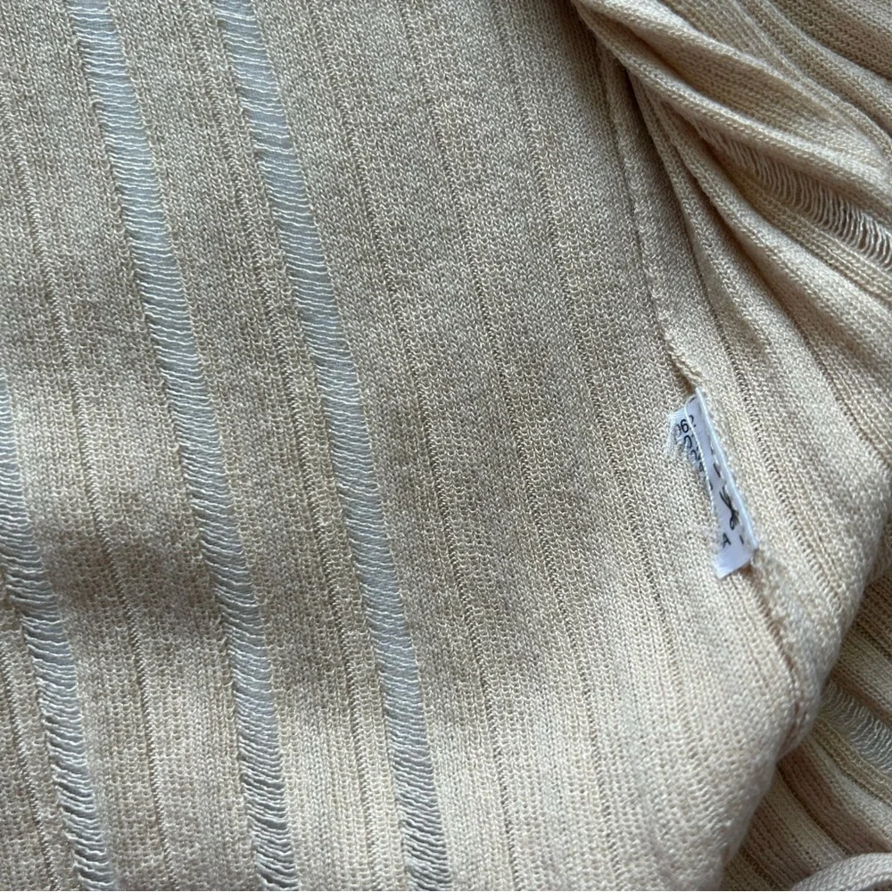 Zara Cream Stretch Loose Knit Tie Front Long Sleeve Cardigan Sweater - Picture 11 of 13